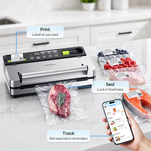 Beelicious FreshTrack Smart Vacuum Sealer with Built-In Label Printer