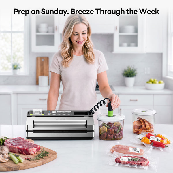 Beelicious FreshTrack Smart Vacuum Sealer with Built-In Label Printer